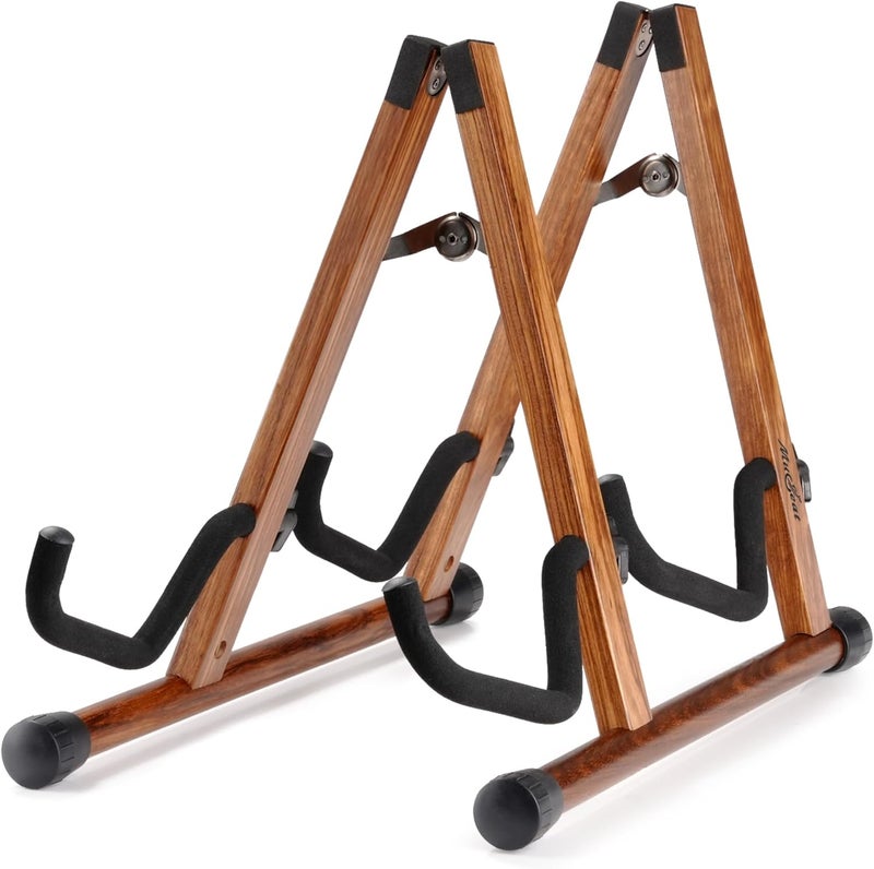Musbeat Double Guitar Stand, A-Shape Dual Guitar Stand with Padded Foam, Multiple Instrument Rack for 2 Acoustic, Electric, Bass, Banjo, Mandolin, Wood Instrument Rack Floor for Home Studio Display - Image 1